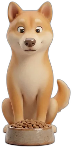 A dog at its food bowl
