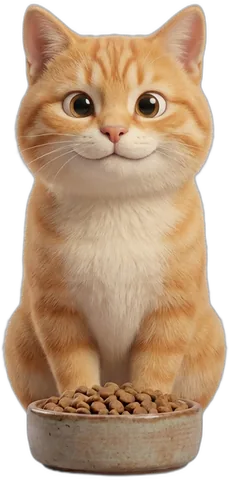 A cat at its food bowl